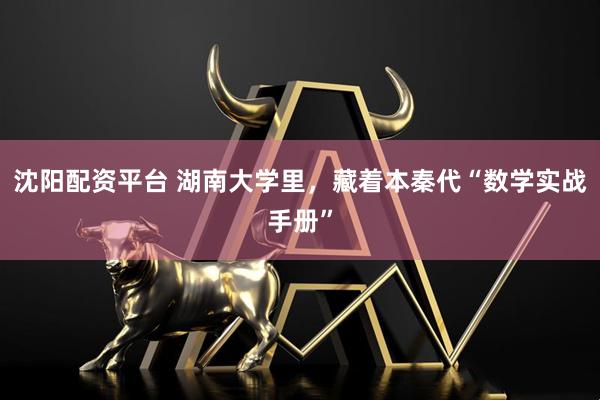 沈阳配资平台 湖南大学里，藏着本秦代“数学实战手册”