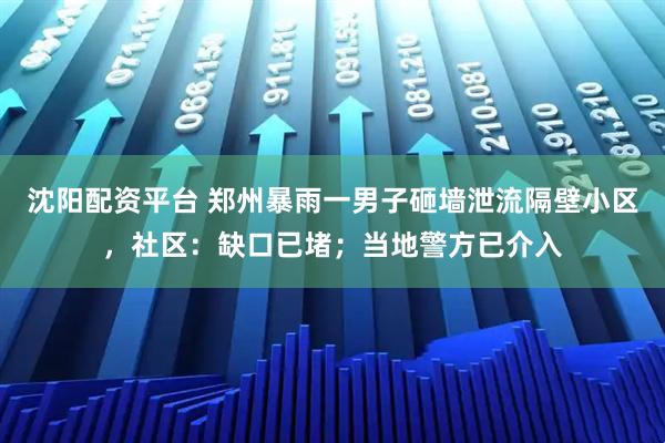 沈阳配资平台 郑州暴雨一男子砸墙泄流隔壁小区，社区：缺口已堵；当地警方已介入